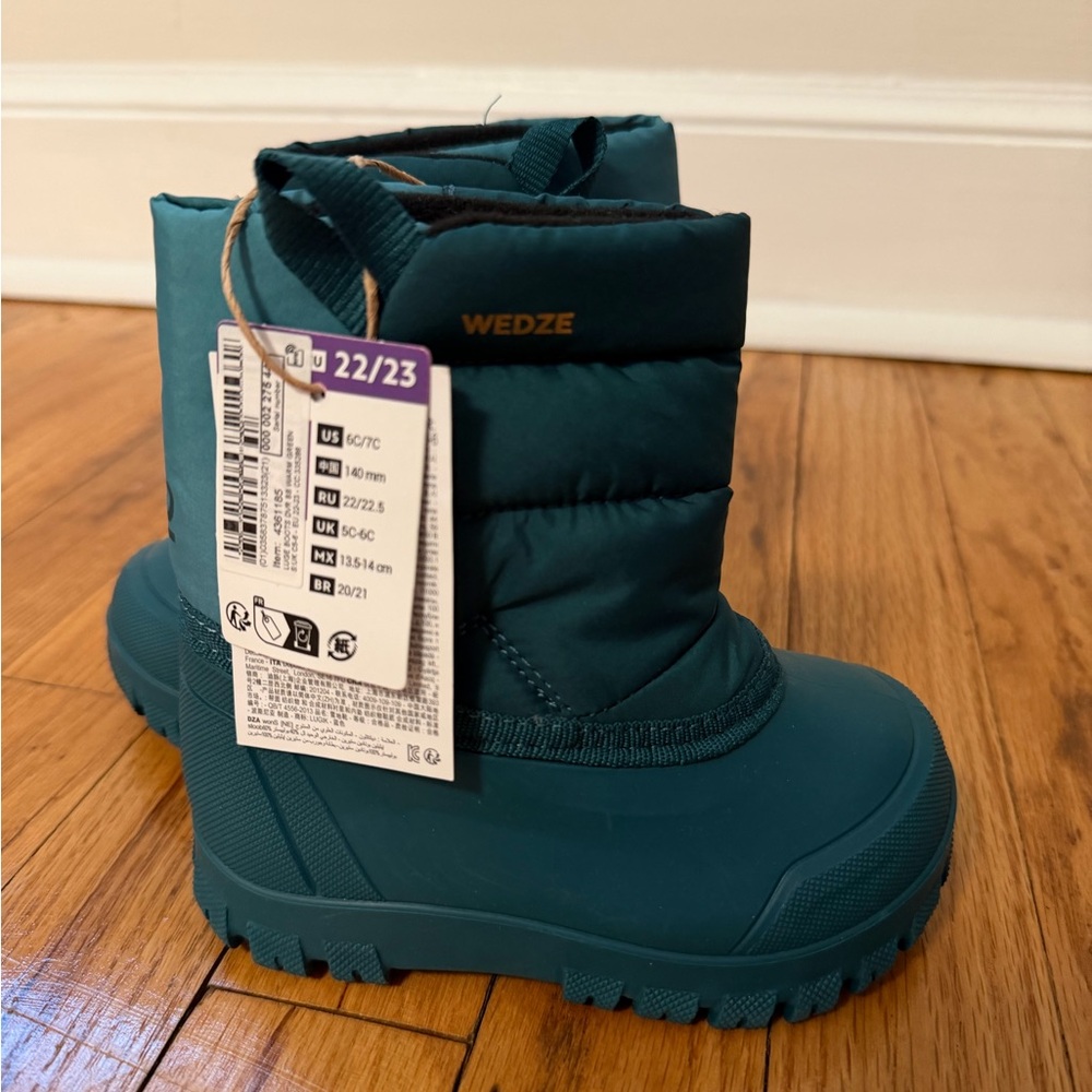 Wedze Toddler Winter Boots Size 6 NWT Teal Waterproof Snow Boots French Brand